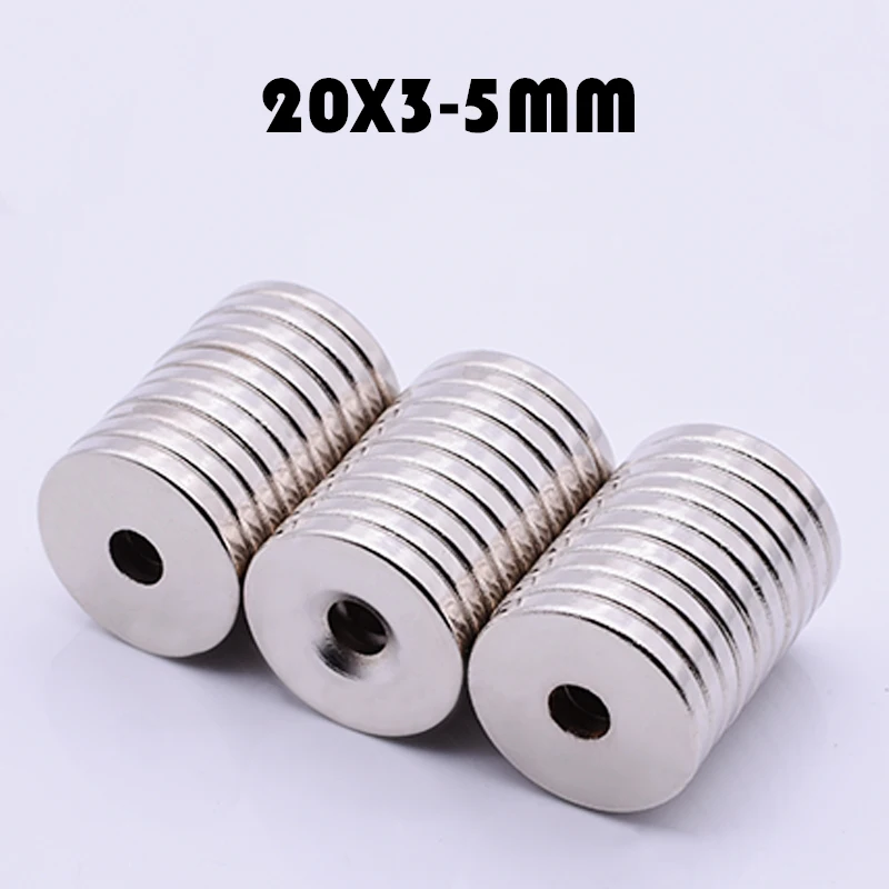 

30Pcs 20 x 3 mm Hole 5 mm N35 Super Strong Ring Loop Countersunk Magnet Rare Earth Neo Neodymium Magnets Cylinder 20*3-5 mm
