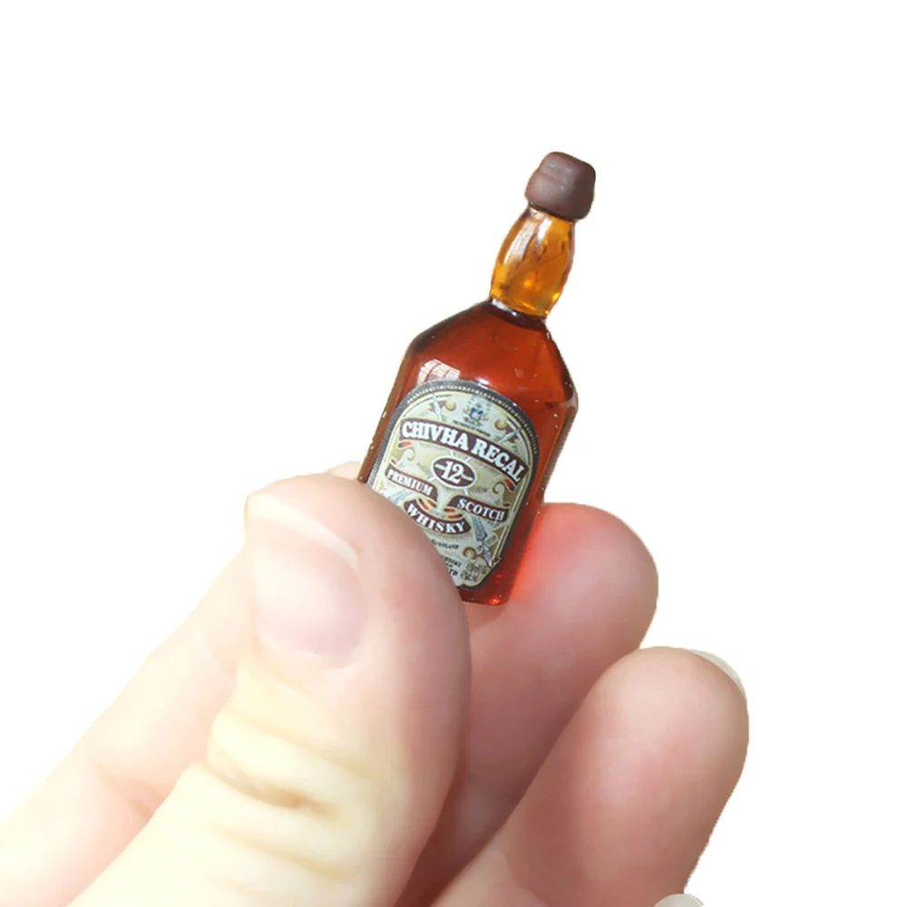 1Pcs 1/12 Dollhouse Miniature Accessories Mini Resin Whisky Wine Bottle Simulation Model Toys for Doll House Decoration ob11