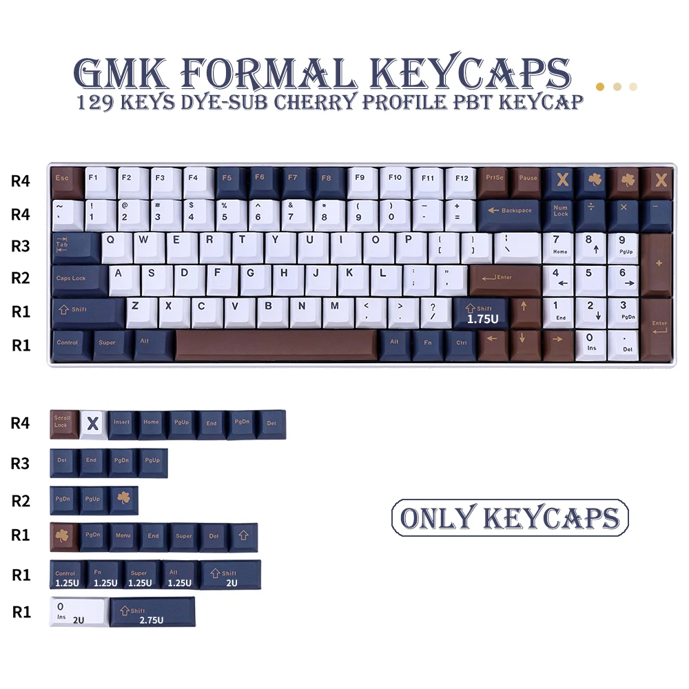 PBT Keycap 129 Keys Cherry Profile DYE SUB GMK FORMAL KeyCaps For