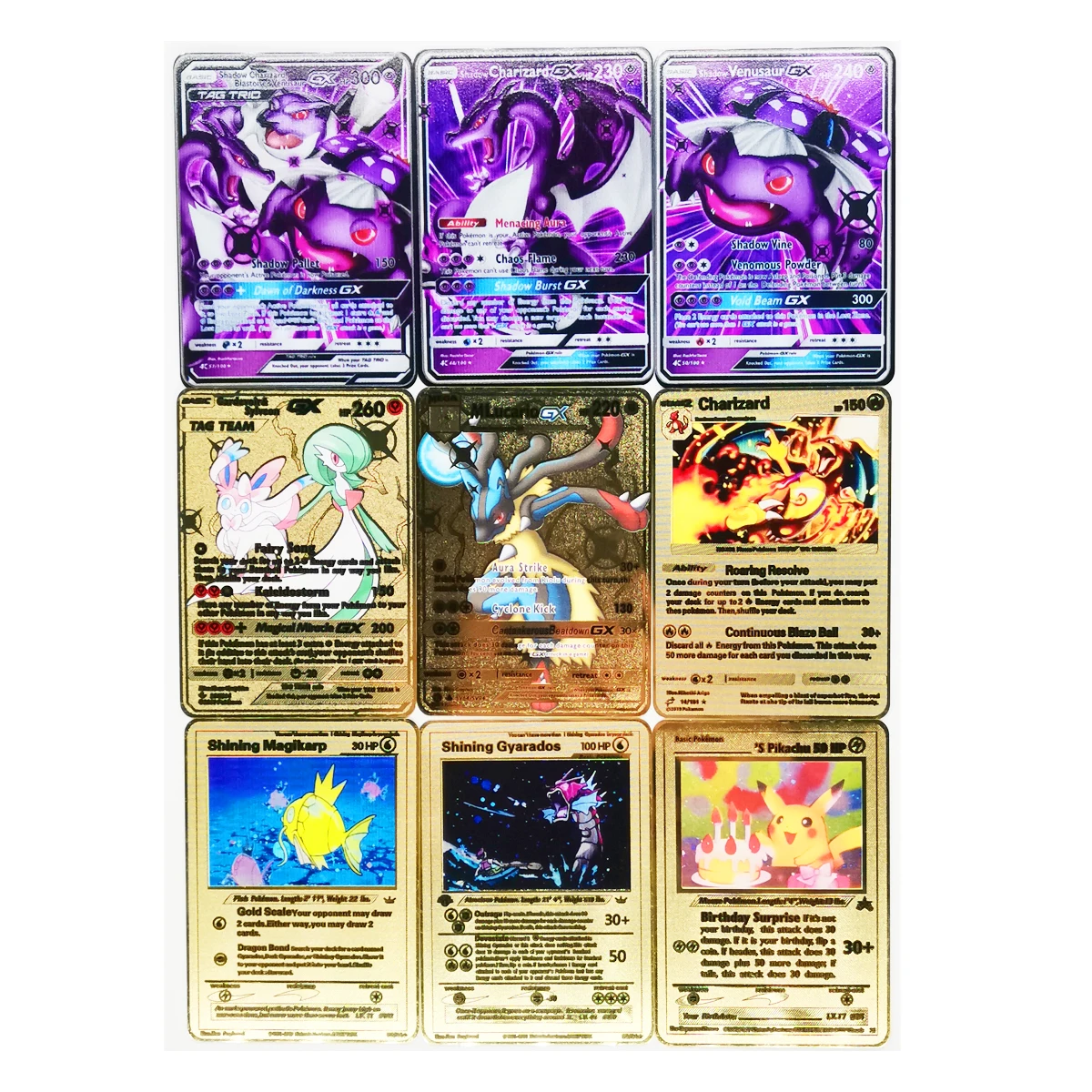 Collection-Card-Toys Card-Game Pikachu Battle-Card Charizard Pokemon Metal Gold Anime
