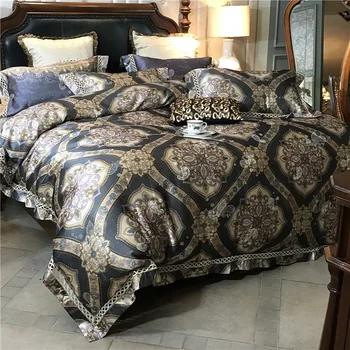 

Luxury European Bohemia Style 120S Satin Silk Jacquard Bedding Set Duvet Cover Egyptian Cotton Bed Linen Fitted Sheet Pillowcase