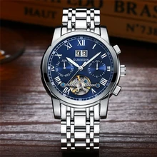 

GUANQIN Stainless Steel Sapphire Men's Watch Hollow Waterproof Men's Bracelet Top Brand Luxury Transparent Mechanical Movement