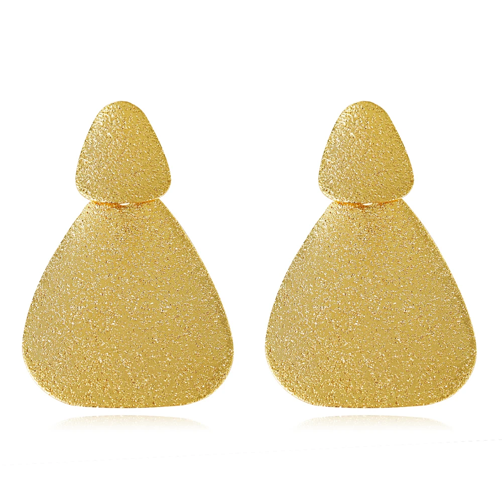 HF JEL Fashion Exaggeration Large Oval Gold Silver Color Stud Earrings for Women Big Long Minimalist Jewelry | Украшения и