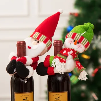 

1 Pc Christmas Decorations for Home Elderly Snowman Elves Small Wine Bottle Set Fabric Handmade Creative Festival Decorations