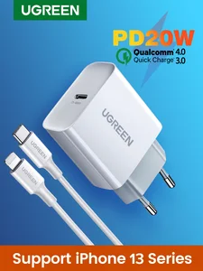 Устройство для быстрой зарядки Ugreen 4,0 3,0 QC PD, зарядное устройство 20 Вт QC4.0 QC3.0 USB Type C, быстрое зарядное устройство для iPhone 12 X Xs 8 Xiaomi, зарядное ус...