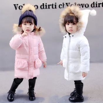 

Kids Winter Jacket Girls Parka Down Cotton Children 2019 Snowsuit Toddler Clothes Outerwear Thick Hooded 1 2 3 4 Years