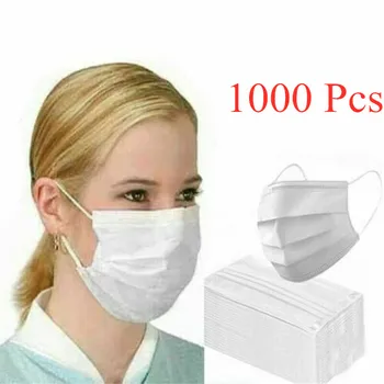 

Wholesale 1000 PCS 3 Layer Non-Woven Disposable Face Masks Anti-Dust Bacteria Proof Thickened Mouth Flu Mask