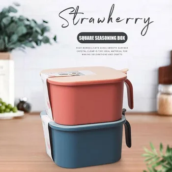 

4 Compartment Seasoning Dispenser Box 4 Grids Spice Pots Kitchen Salt Sugar Storage Box Plastic Condiment Dispenser New