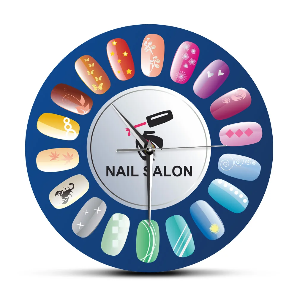 Nail Art Nail Salon Design Acrylic Printed Wall Hanging Clock Manicure