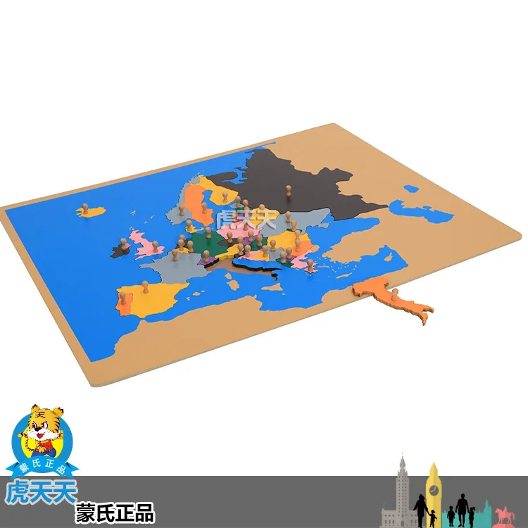 

Tiger tian meng Taiwan Montessori Children Early Educational Teaching Aid Seven Continents Panel Europe Map with Map Paper