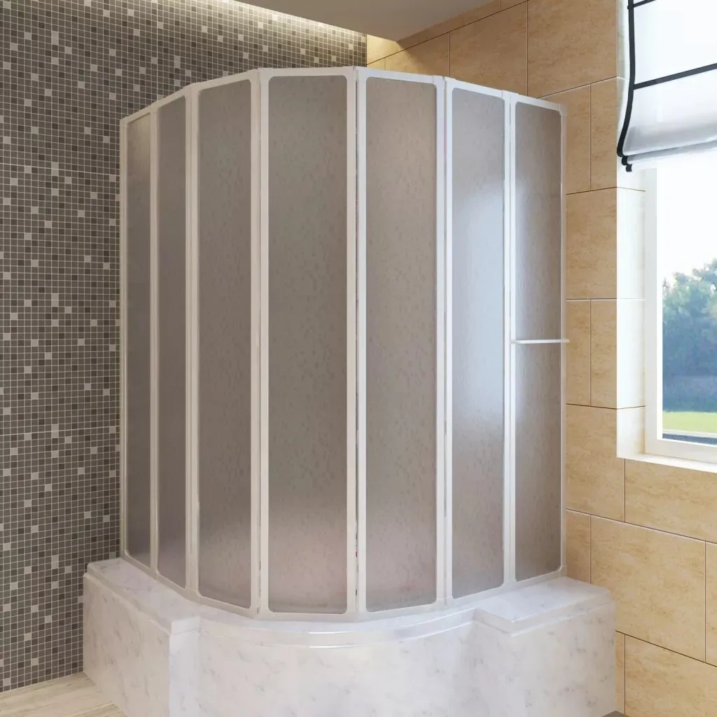 

VidaXL Shower Bath Screen Wall 7 Panels Foldable With Towel Rack stable aluminum frame bath screen 140X168Cm for bathroom V3