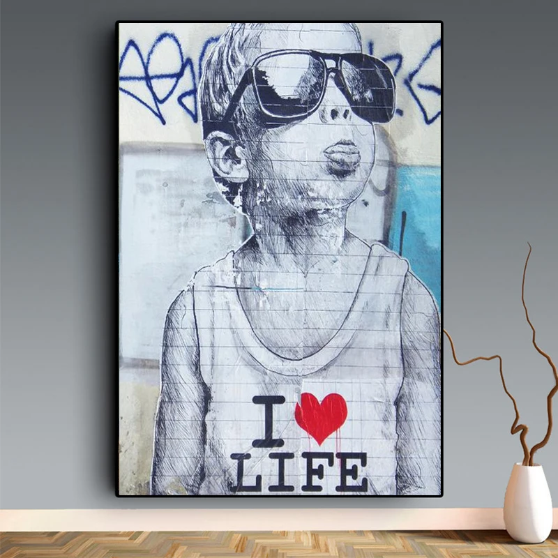 

Street Graffiti Art Love Life Boy Posters and Prints Abstract Modern Art Canvas Paintings on The Wall Art Pictures Home Decor
