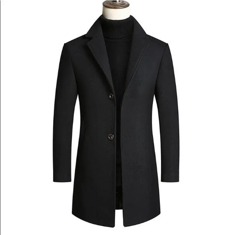 Men's wool coat men's suit collar thickened young and middle aged wool