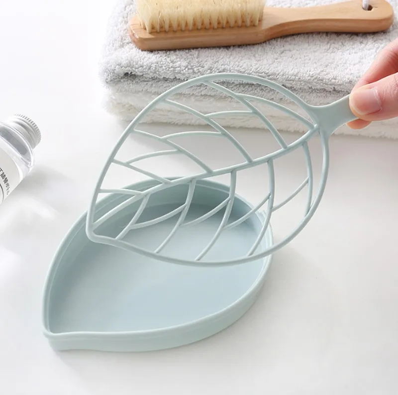Leaf Blue Двухслойная мыльница кухонные инструменты аксессуары для ванной комнаты мыльница всасывающий держатель корзина для хранения мыльница подставка - Цвет: Leaf Blue