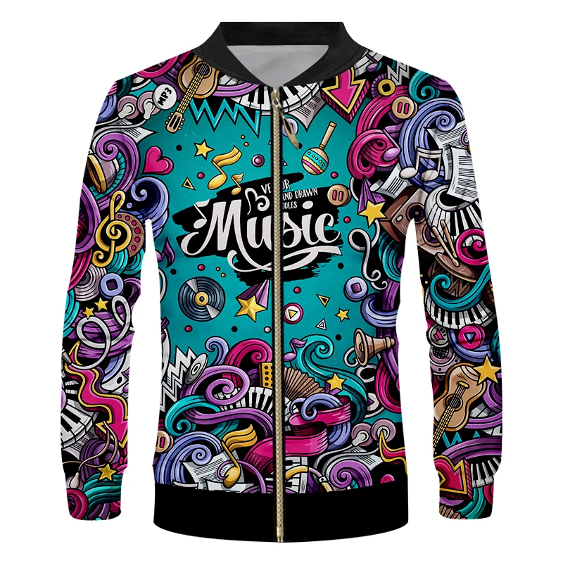 JK00245 UJWI 3D Print Men 2 piece set Music Note instrument Party Hip Hop jogger Tracksuit Jacket Sweatsuit Sweatshirt Hoodies sports - Цвет: JK00245