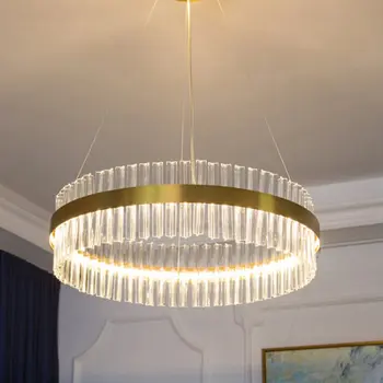 

Luxury K9 crystal chandelier modern LED glass crystal lamp round gold used for home dining room living room bedroom decoration