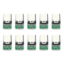 

10pcs USB 2.0 Type C 24 Pins Connector Male Socket Adapter to Solder Wire PCB Board