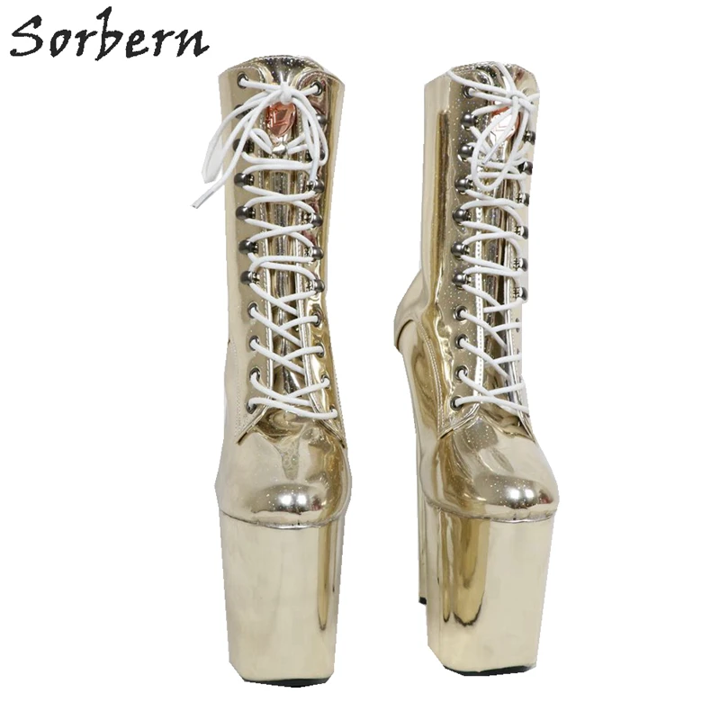 Sorbern Light Gold Spark Pride высокие сапоги металлик экзотические высокий каблук 8 дюймов/6 дюймов каблуки Платформа обувь Addict Pd Trick ботиночки