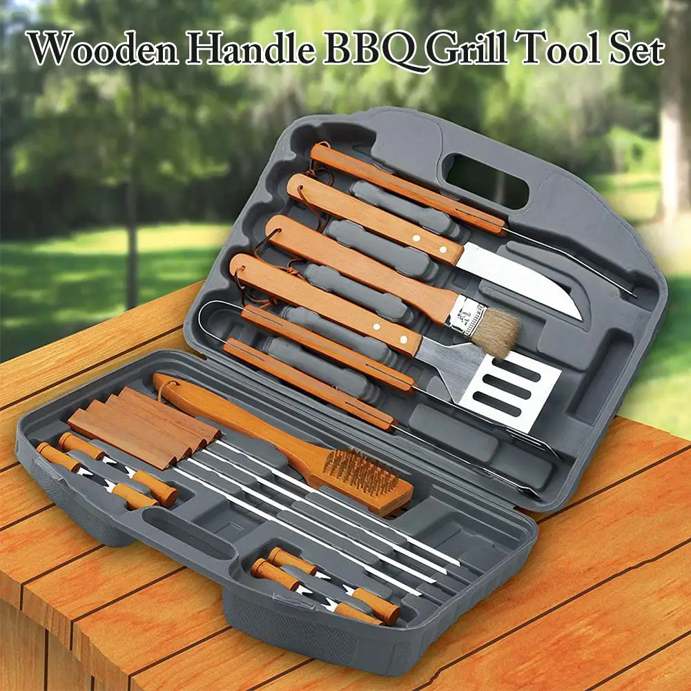 

18PCS BBQ Outdoor Barbecue Tools Stainless Steel Barbecue Set Grill Accessories Combined Baking Bbq Tool Barbecue Knife And Fork