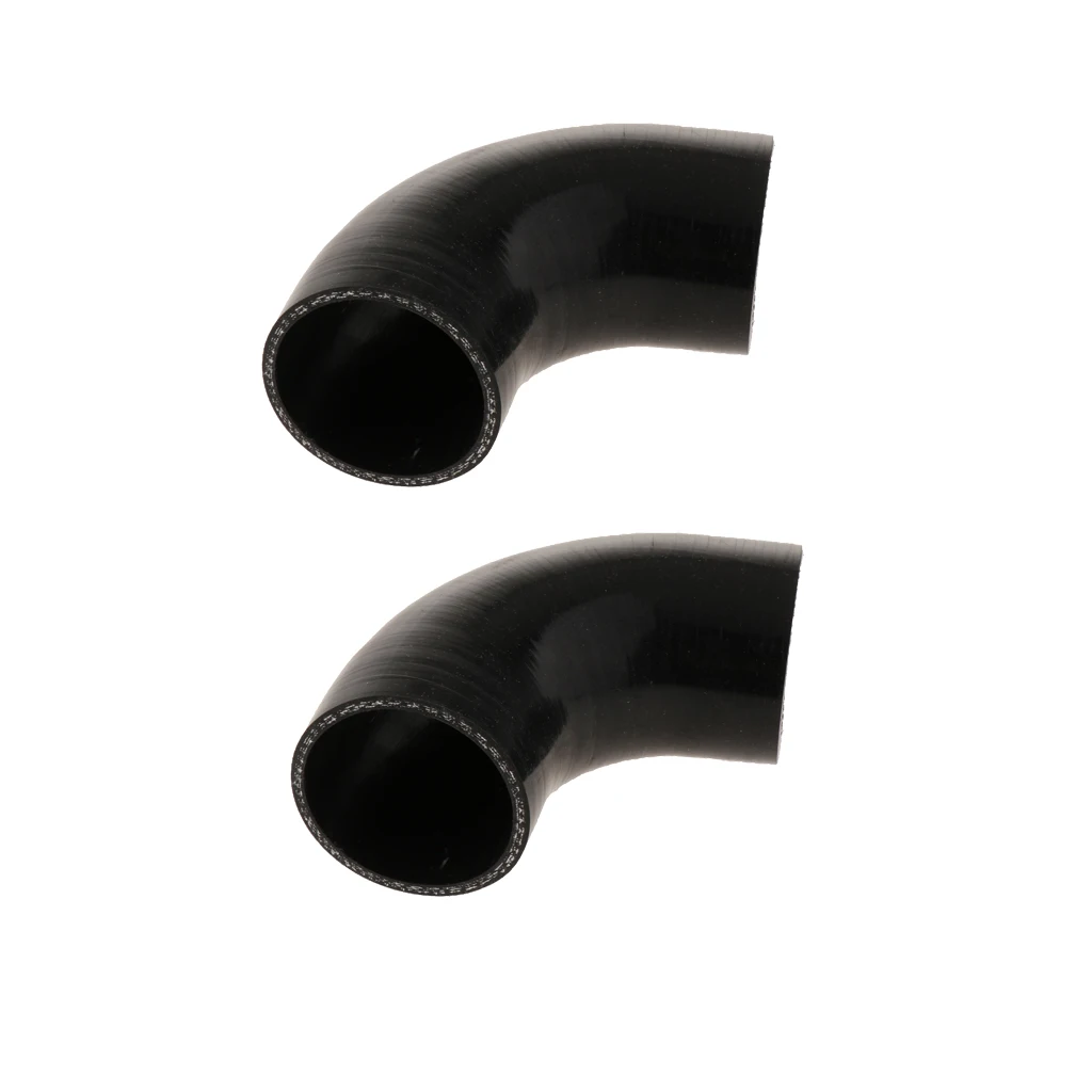 2Pieces 90 Degree 4-Ply High Performance Elbow Coupler Silicone Hose for Auto Car 2.5inch/63mm Black