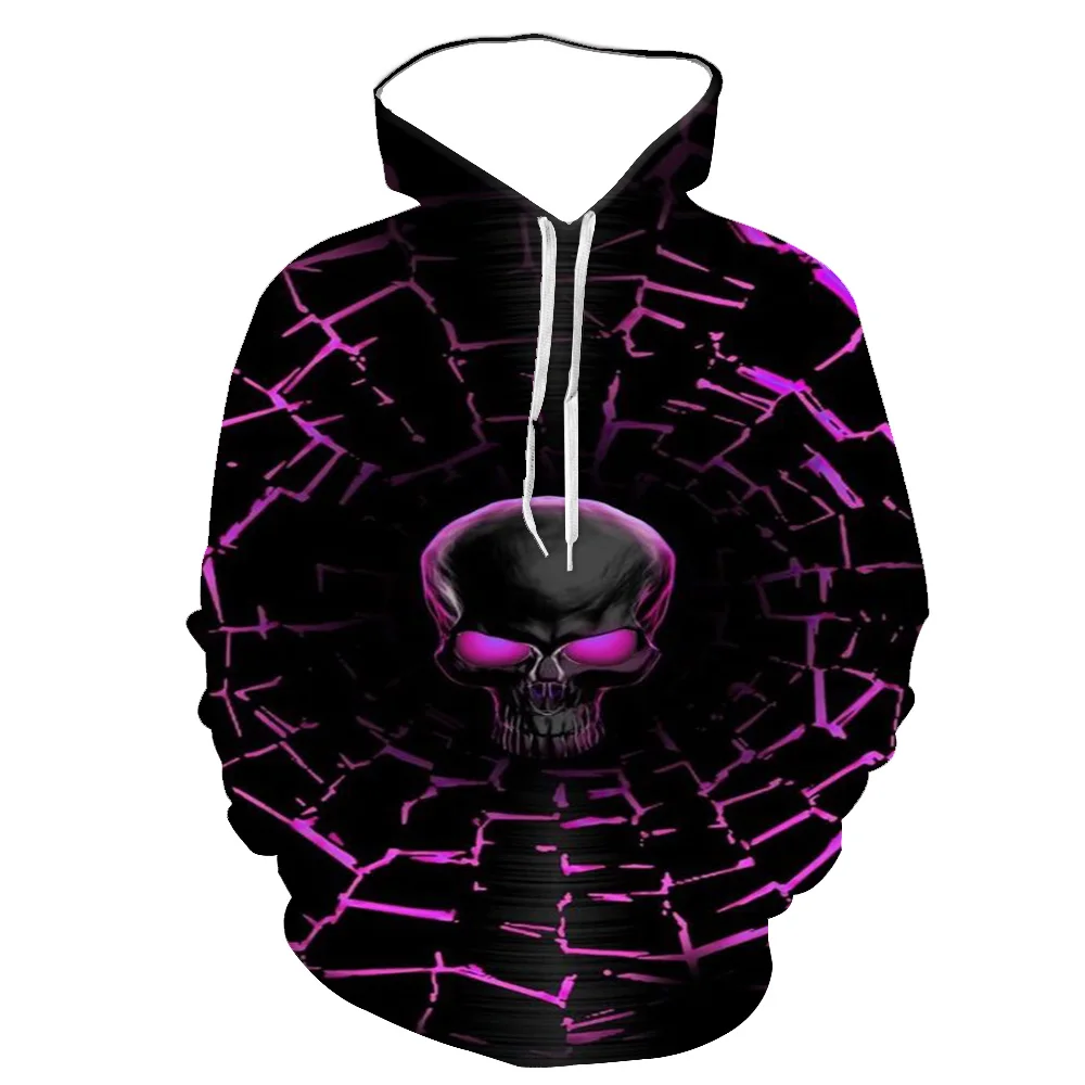 

New 3D Effect Digital Printing Personality Skull Spring And Autumn Hooded Long Sleeve Men's Shirt Hoodie Men Harajuku Clothing