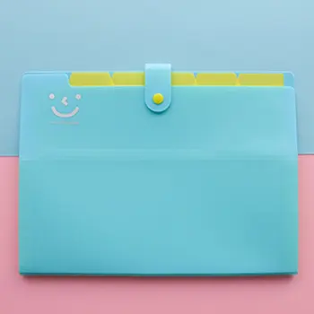 

A4 12 Grid Multi-layer Folder Expanding File Folders Document Organizer Cute Smile Organ Bag Student Test Paper Clip