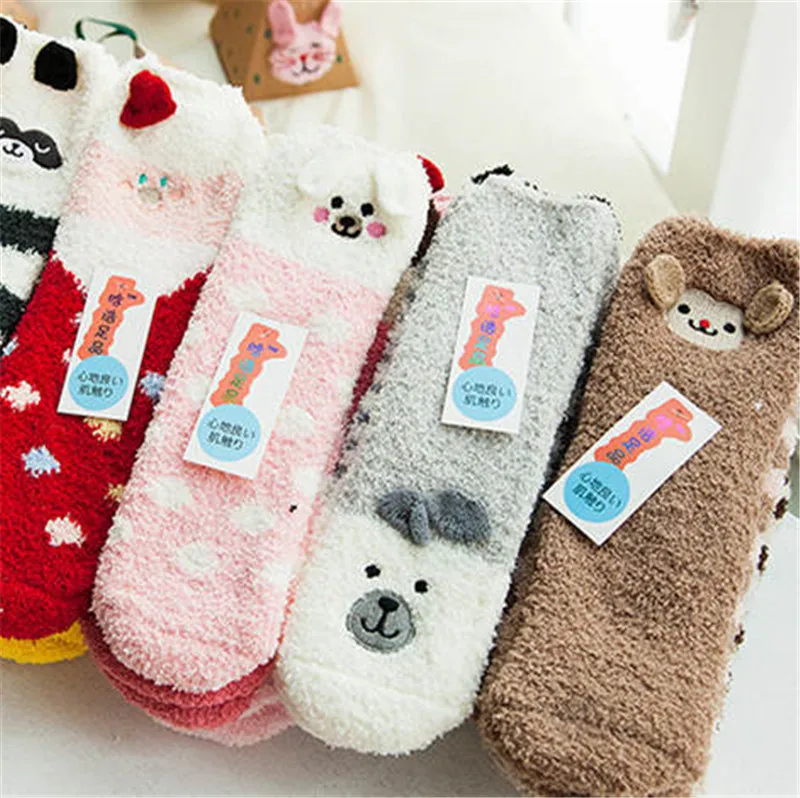 1 пара, новинка, зима, для взрослых, детей, шерсть Санты флисовая тапочка кораллового цвета, теплые, пушистые носки твердый переплет, Рождественский подарок