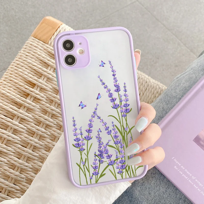 Butterfly Lavender Higan Flower Shockproof Phone Case - Elegant Protective Back Cover
