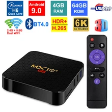 MX10 PLUS 6K ULTRA HD; Smart TV BOX Android 9,0 Allwinner H6 4GB 64GB 2,4G/5G Dual wifi BT4.0 3D 6K HDR телеприставка медиаплеер