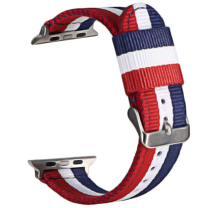 Ремешок для часов Apple Watch 38 мм 40 мм нейлоновый ремешок для часов Nato для iWatch 5 4 3 2 1 ремешок для часов 42 мм 44 мм браслет на запястье - Цвет ремешка: Blue white red S