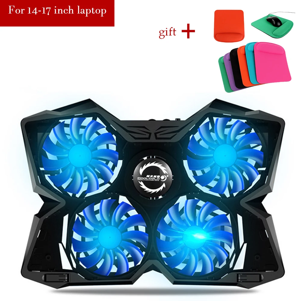 

Laptop cooler laptop cooling pad laptop gaming cooler bracket with four fans and 2 USB ports for 14-17 inch laptops