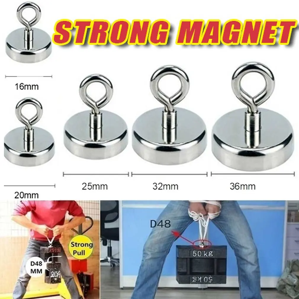 4PC Super Strong Neodymium Magnet Pot Fishing Salvage Magnets Round Powerful Magnetic Hook Sea Searcher | Обустройство дома
