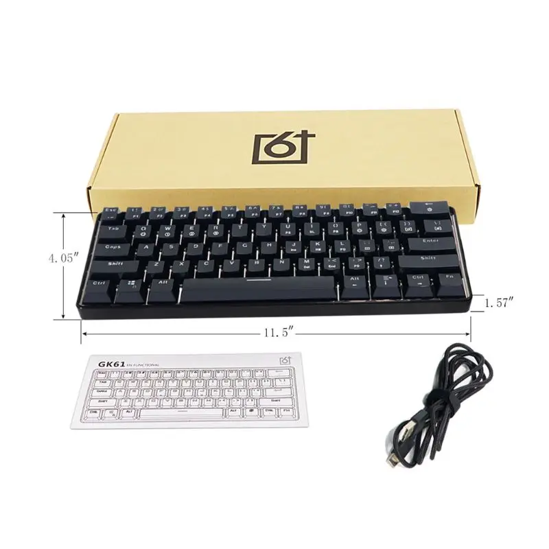 

RGB LED Backlit Wired Mechanical Keyboard,Portable Compact Waterproof Mini Gaming Keyboard 61 Keys Gateron Switchs for PC Mac
