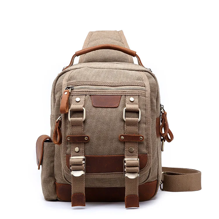 

Retro Canvas Single-shoulder Bag Slung Chest Pack Ol for Both Men And Women Messenger Bag Dual IPAD Package Wholesale