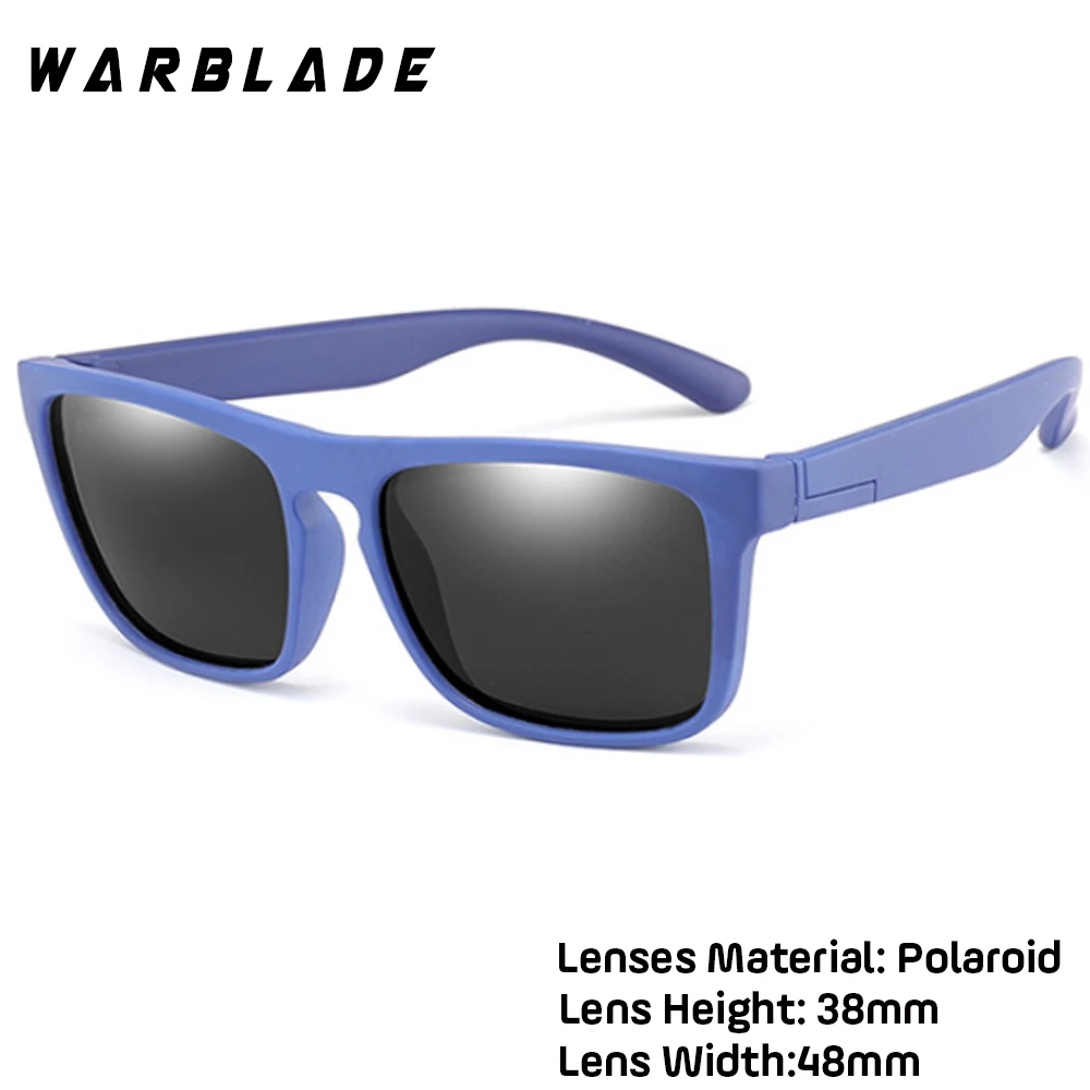 WarBlade новые детские силиканые солнцезащитные очки мягкого действия поляризационные квадратные для мальчиков и девочек Брендовые очки детские UV400 небьющиеся солнцезащитные очки - Цвет линз: blue gray