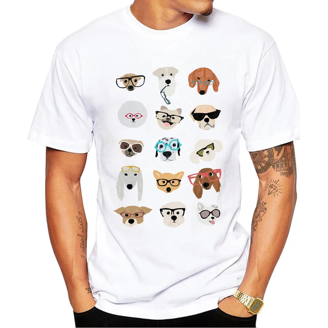 TEEHUB Herren-T-Shirt mit Katzen-/Hundemotiv, Hipster, Meerschweinchen mit Brille, bedruckt, kurzärmelig, lustiges T-Shirt_voghion.com