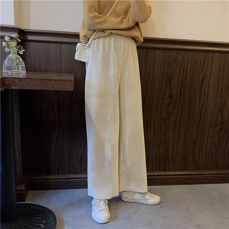 KINOMI осень-зима, теплые вельветовые Широкие штаны с серебристой лисой, шикарные свободные штаны с высокой талией, повседневные длинные штаны в Корейском стиле