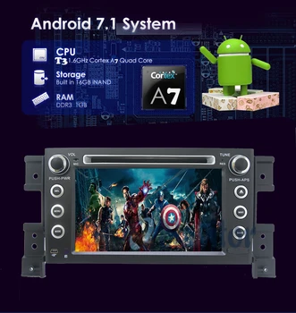 

2din 7" Quad/Core-Core Android 8.1 Car Radio DVD Player with Capacitive Touch Screen BT HD MirrorLink for Suzuki Grand Vitra