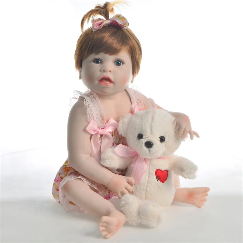 57 см Bebes Reborn Baby Doll полностью силиконовая виниловая кукла для маленькой девочки Reborn baby Toy Реалистичная принцесса детская игрушка кукла прекрасный подарок на день рождения