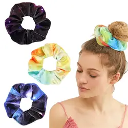 Новые резинки женские эластичные модные аксессуары для волос с принтом для девочек резинки для волос звездное небо красочные резинки