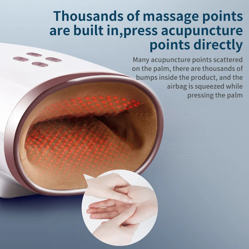 Jinkairui Heated Hand Massager Physiotherapy Equipment Pressotherapy Palm Massage Device Air Compression Finger Spa Pressure