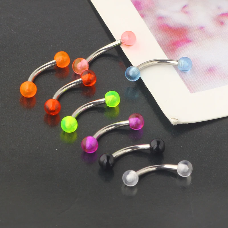 Eyebrow Rings 16g Curved Barbell Eyebrow Piercing Acrylic Stainless Steel Daith Rook Earring Piercing Body Jewlery 8mm Wholesale