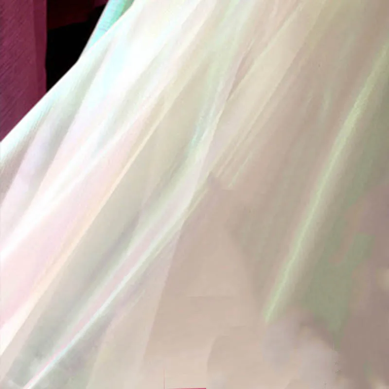 100*150 см переливающийся Тюль органза Ткань фоны DIY для темы Русалка Единорог Свадебные настольные Декор Вечерние - Цвет: White