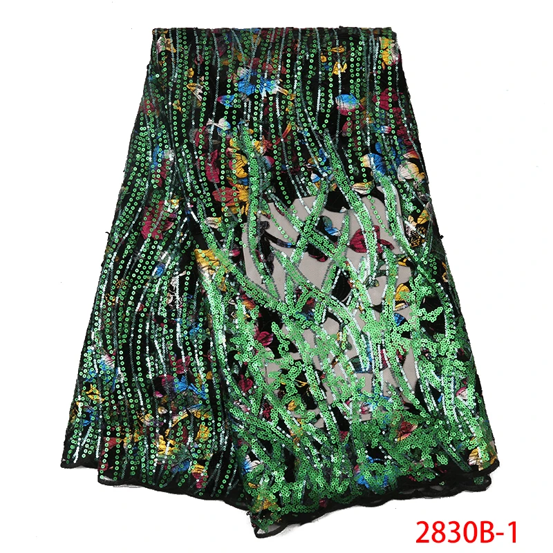 Sequence Lace Fabric French Laces Fabrics High Quality Tulle French Nigerian Lace Applique Dress African Sequins 5yard QF2830B