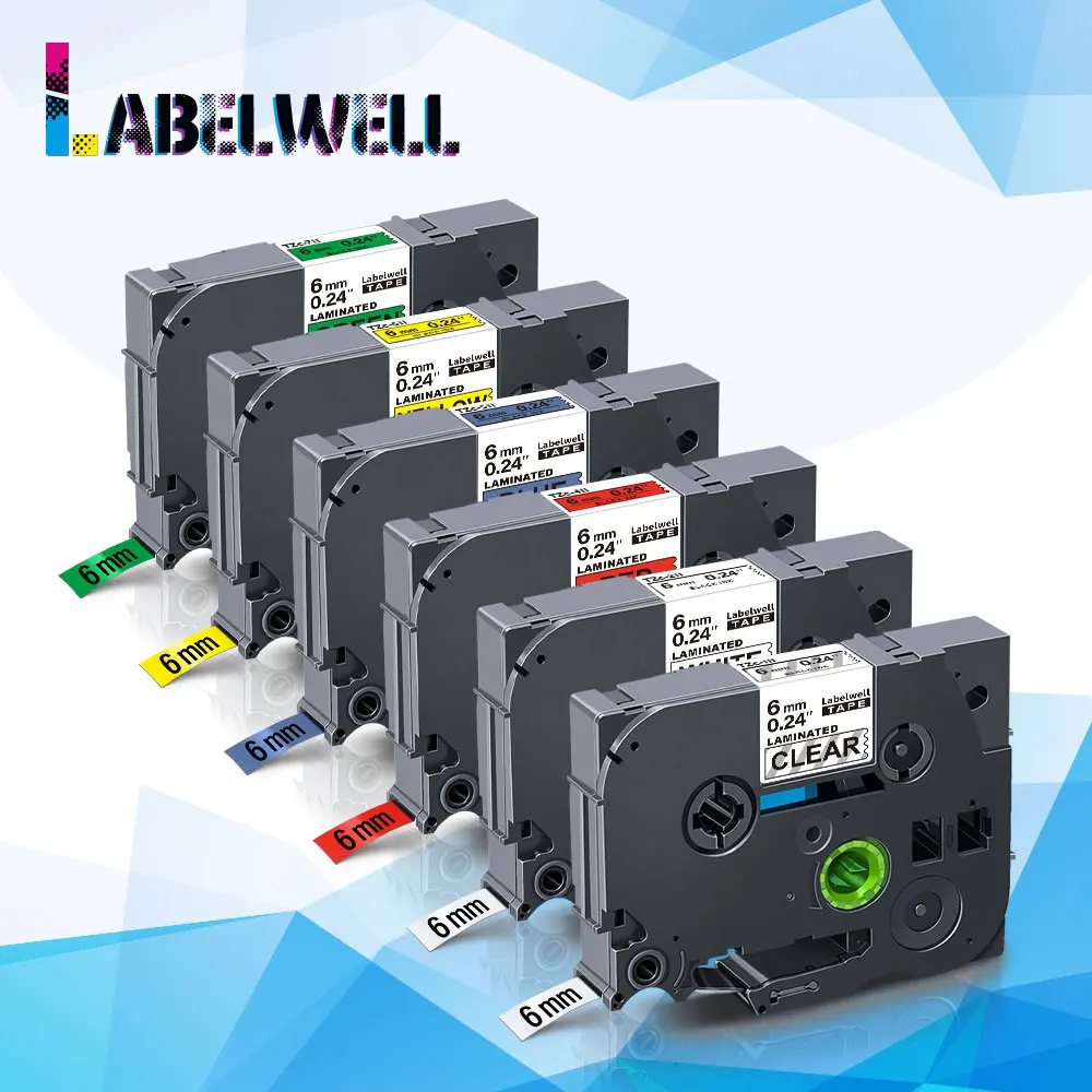 Labelwell 6PK ламинированные совместимые с 211 111 411 511 611 6 мм * 8 м ленты для этикеток