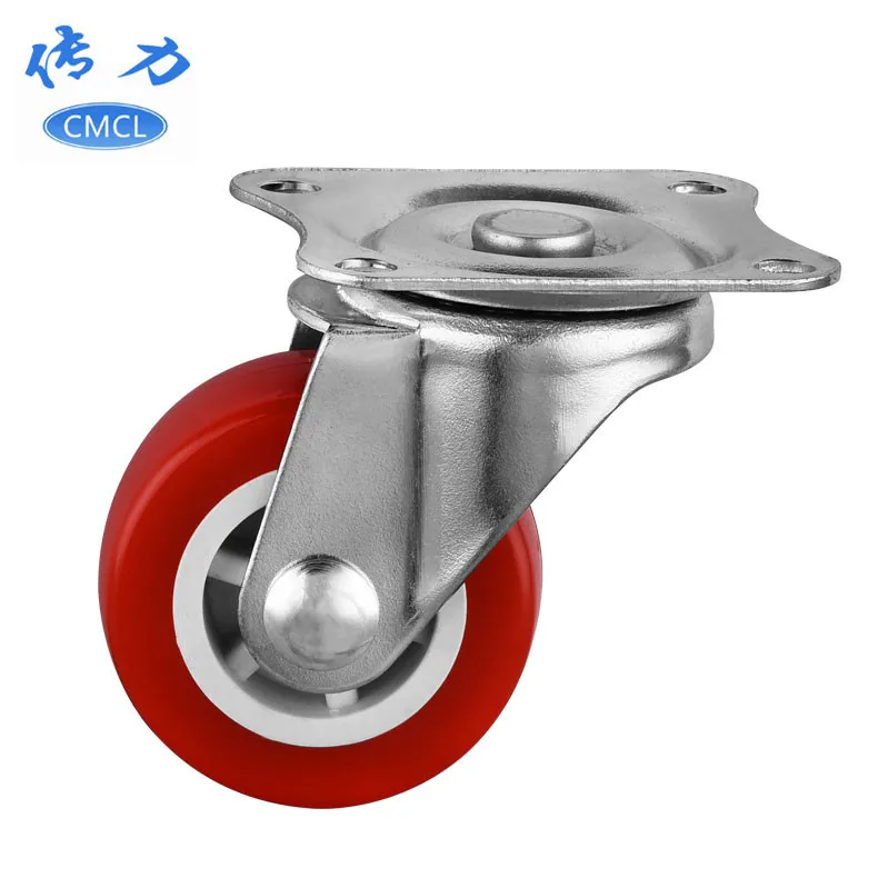 

4 Pcs Casters Manufacturer Produces 2-inch Red Pvc Caster With Diameter Of 5cm, Flat Top Vientiane Wheel, Light Furniture Wheel