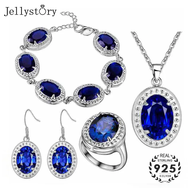 Jellystory великолепные 925 стерлингового серебра комплекты ювелирных изделий для