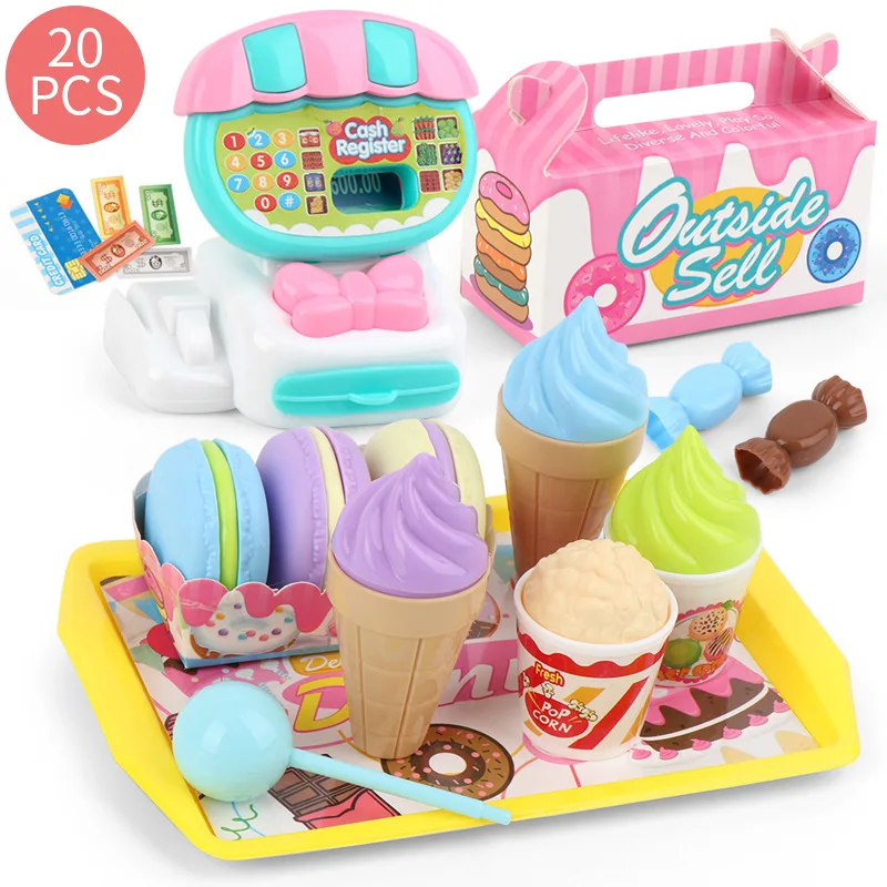 Детский Мини Супермаркет кассовый аппарат каждая семья набор игрушек 22 шт Десерт Фрукты корзина игрушки