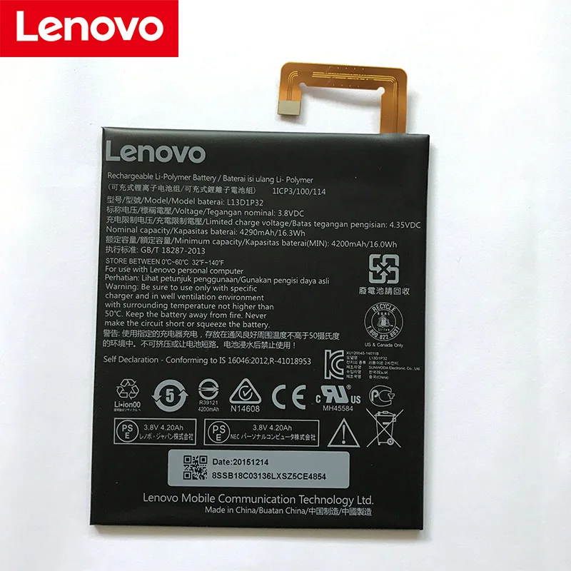 Lenovo 100% оригинальный 4290 мА/ч, L13D1P32 Батарея для lenovo LePad A8-50 A5500 Tab S8-50 AB IDEAPAD 8 S8-50F S8-50LC + номер для отслеживания