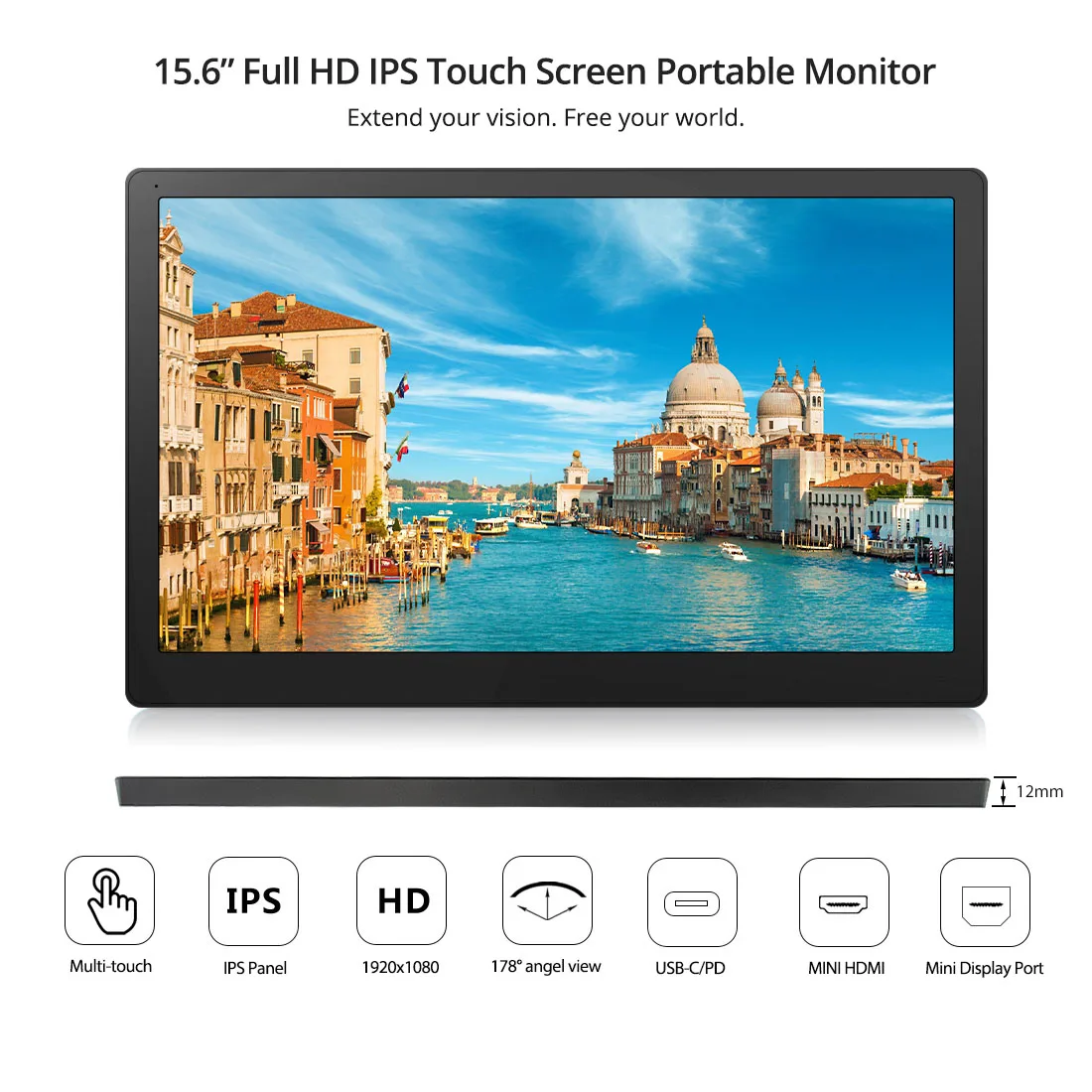 Elecrow Computer Portable Monitors 1920x1080 HD IPS 15.6 inch Monitor with HDMI Type C Connector 15.6'' LCD Touch Screen Display Elecrow Computer Portable Monitors 1920x1080 HD IPS 15.6 inch Monitor with HDMI Type C Connector 15.6'' LCD Touch Screen Display